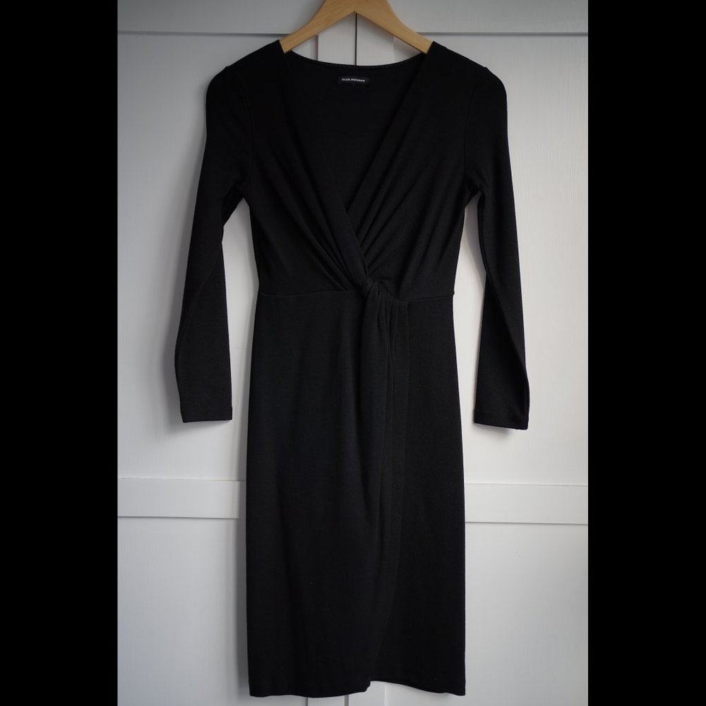 EUC Club Monaco Faux Wrap Dress, Black, XS